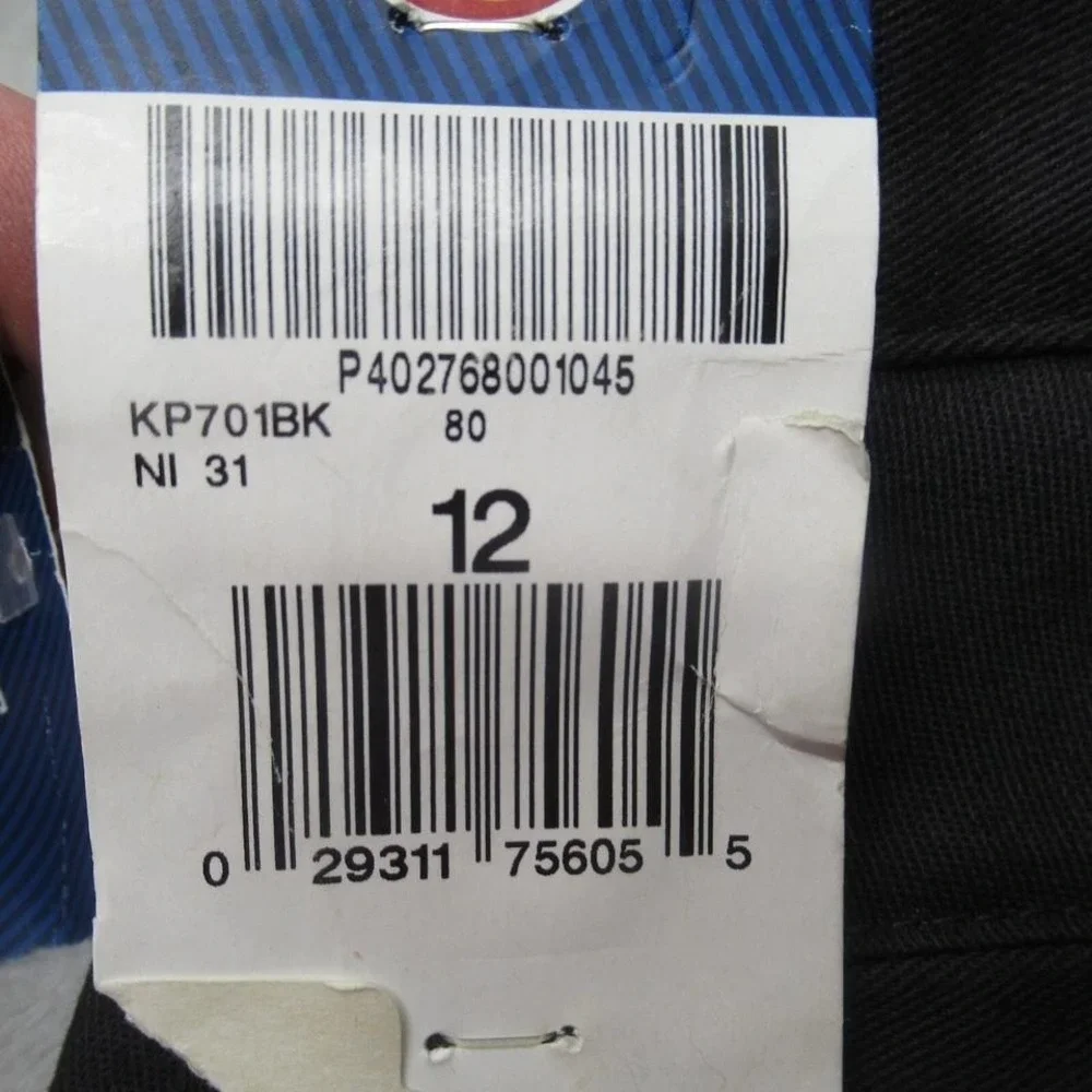 Dickies Pants Boys 12‎ Black Flex Slim Straight Flat Front Khaki Zip 26x26 NEW